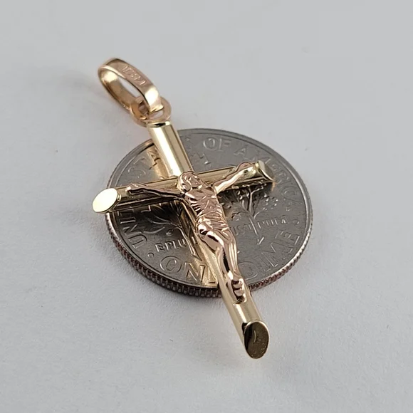 ❤️14k Small Solid Yellow Gold Crucifix Pendant! 👌🎁